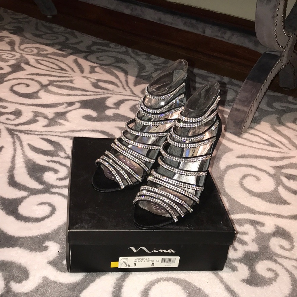 Studded and Satin Black Heels